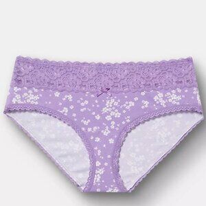 Torrid Panties 2X Hipster Purple Ditsy Cotton Mid Rise Panty Scalloped Waist New